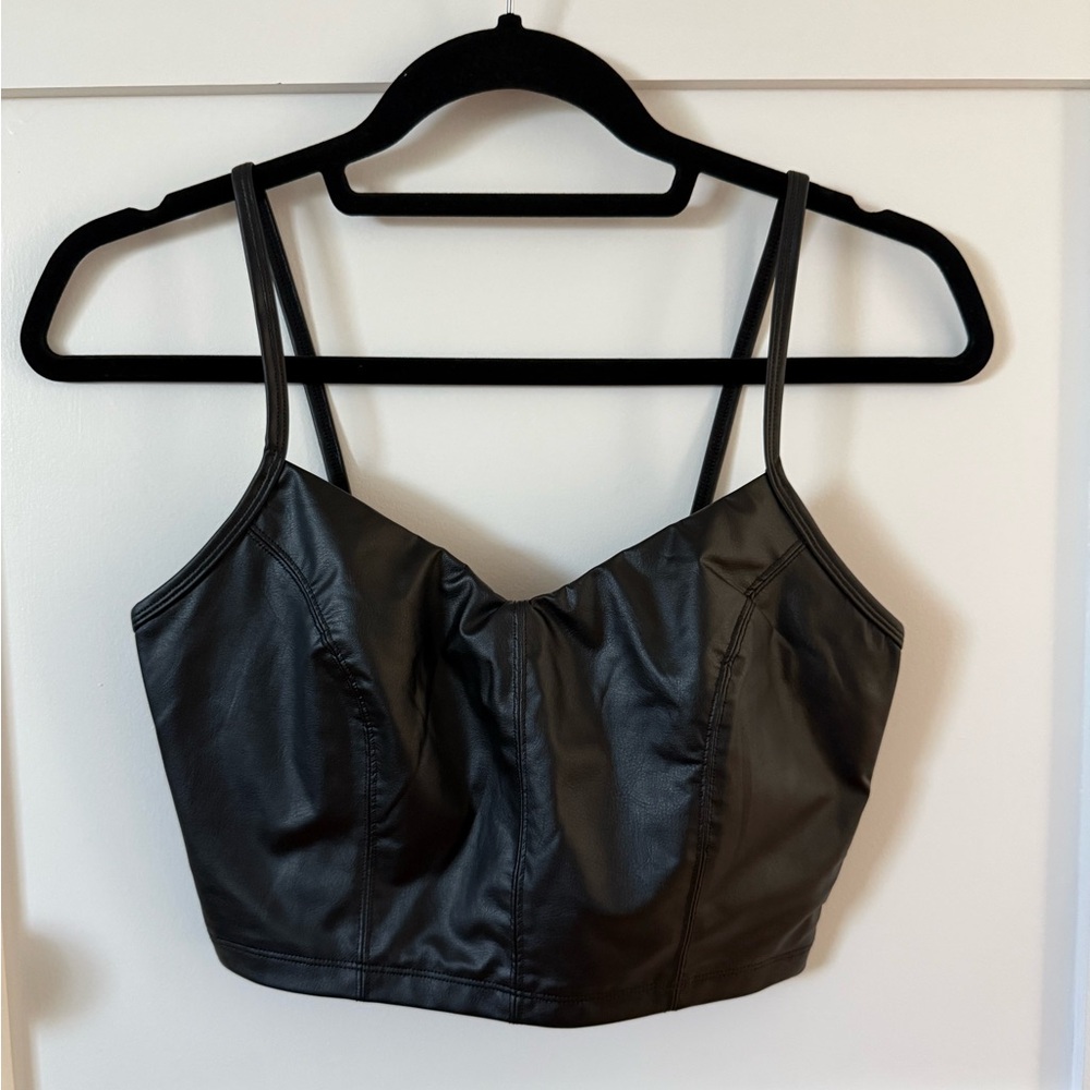 aerie Offline Faux Leather Crop Top
